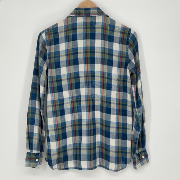 Current Elliott Womens Perfect Shirt Plaid Flannel Size 0 XS Blue Button Up Soft - Picture 2 of 8